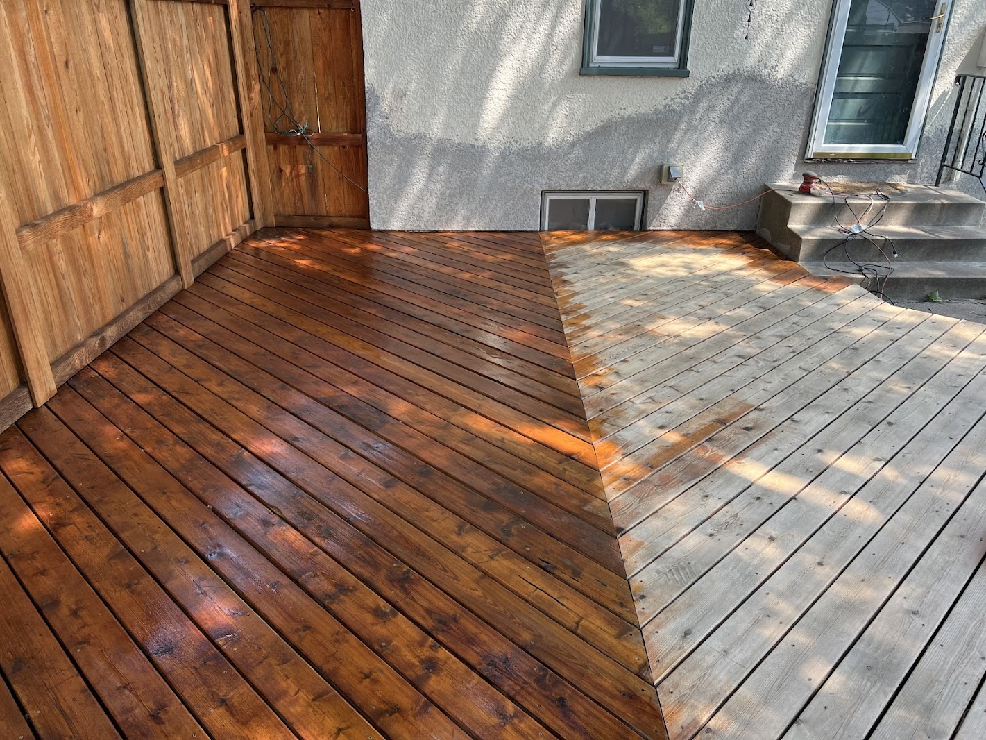 Fence restoration before and after